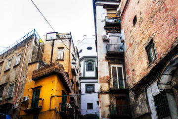 Fototapeta na wymiar Antique building view in Old Town Naples, italy Europe