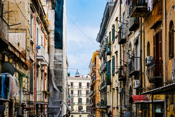 Fototapeta na wymiar Antique building view in Old Town Naples, italy Europe
