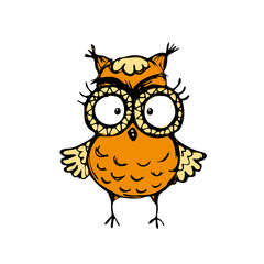 Cute owl,hand drawn mascot