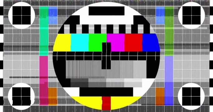 abstract realistic screen glitch flickering, analog vintage TV signal with bad interference and color bars, static noise background, overlay ready