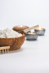 Wooden Bowl full of white clay