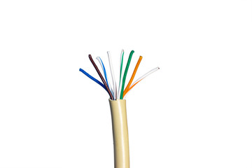Ethernet cable for a local network. Twisted-pair isolated on white background