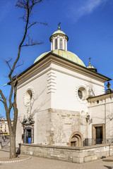 KRAKOW, POLAND - FEBRUARY 27, 2017: The Church of St. Adalbert or the Church of St. Wojciech