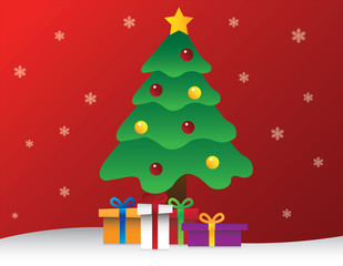 Christmas Tree with Christmas Present Boxes