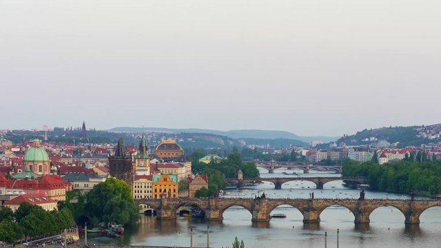 Bridges of Prague Including the famous Charles Bridge over the River Vitava
