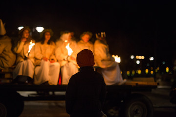 Little girl watch the St Lucia procession