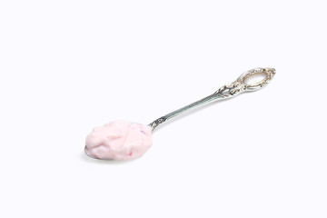 yogurt on the spoon