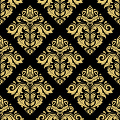 Damask classic golden pattern. Seamless abstract background with repeating elements. Orient background