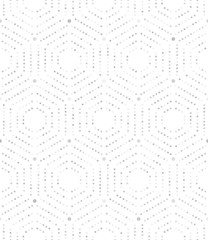 Geometric repeating ornament with hexagonal dotted elements. Geometric modern ornament. Seamless abstract modern pattern