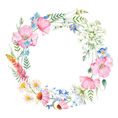 Fototapeta na wymiar Watercolor floral wreath