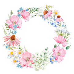 Obraz na płótnie Canvas Watercolor floral wreath