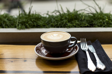 Cup of cappuccino. Coffee with milk.