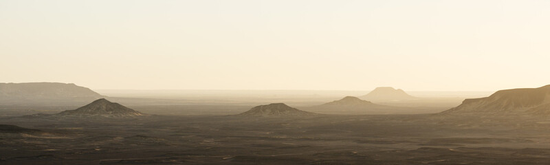 Black desert landscape view from Gebel az-Zuqaq in Egypt