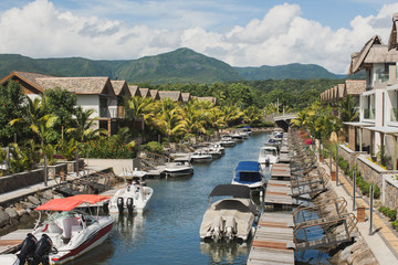 Fototapeta na wymiar Mauritius yacht club, tropical island
