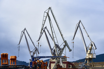 Fototapeta na wymiar Cranes in Shipyard, Biscay, Basque Country, Spain, Europe