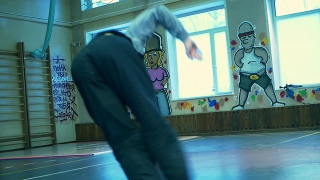 bboy dancing in the gym break dance 