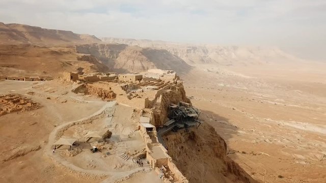 Masada - Aerial footage of the ancient fortification in the Southern District of Israel