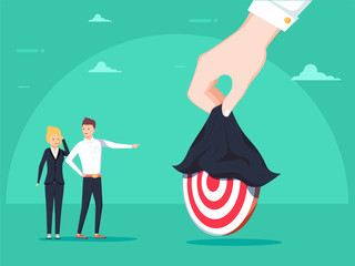 Uncovering Target. A hand holding uncovering hidden target. Business vector concept illustration