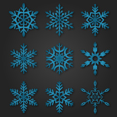 Naklejka na ściany i meble Snowflakes winter season vector christmas snow holiday cold ice flake symbol illustration