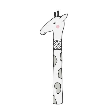Cute hand drawn nursery poster with giraffe in scandinavian style. Vector illustration