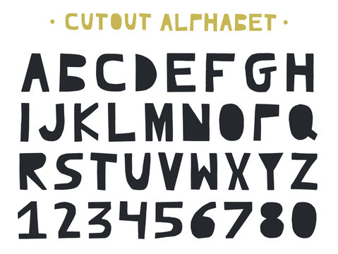 Cutout ABC - Latin alphabet. Unique handmade letters in scandinavian style.