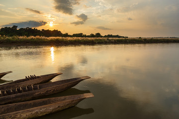 Sunset over the Rapti river in Sauraha.