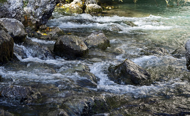 Fast water stream flowing