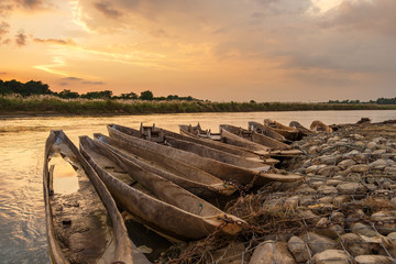 Sunset over the Rapti river in Sauraha.
