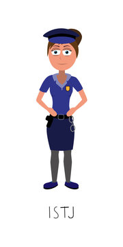 police woman vector represents ISTJ personality from MBTI typology