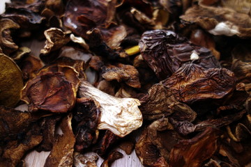Dried mushrooms - popular vegetarian food ingredient