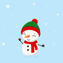 Cheerful snowman in a hat