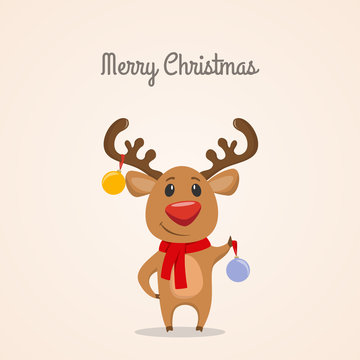 Funny reindeer with Christmas balls