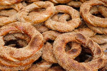 Turkish bagels close up
