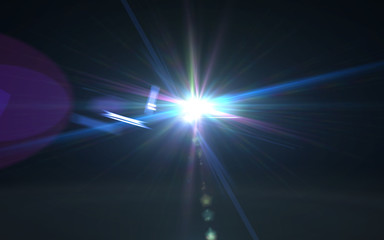 digital lens flare in black background.Beautiful rays of light.