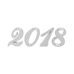 3D illustration isolated new year 2018 silver numbers
