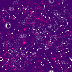 Fototapety  Wzór bezszwowej konstelacji Galaxy
