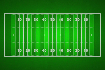 Top views of american football field. Green grass pattern for sport background. Ragby football field with white lines marking the pitch.