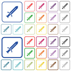 Sword outlined flat color icons