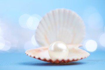 Obraz na płótnie Canvas pearls on the blue background