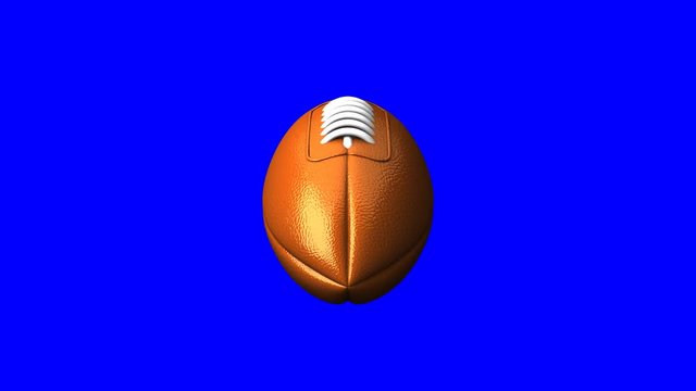 Rugby Ball On Blue Chorma Key.Loop able 3DCG render Animation.