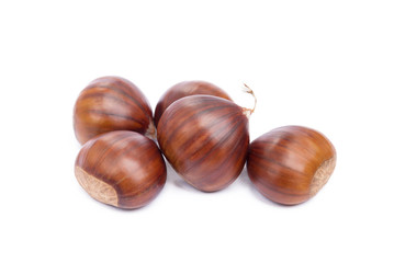 Chestnuts isolated on white background