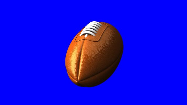 Rugby Ball On Blue Chorma Key.Loop able 3DCG render Animation.