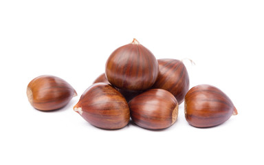 Chestnuts isolated on white background