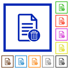 Delete document flat framed icons