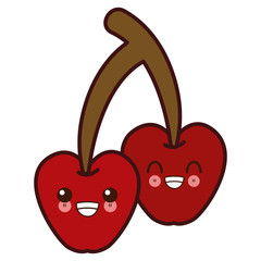Sweet cherries fruit kawaii cute cartoon