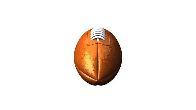 Rugby Ball On White Background.Loop able 3DCG render Animation.