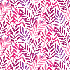 Pink background - Tropical palm leaves, seamless foliage pattern. Vector illustration. Tropical jungle palm tree background in pink and purple colors