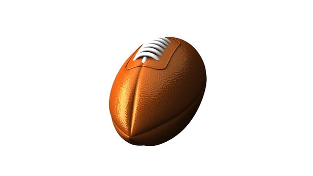 Rugby Ball On White Background.Loop able 3DCG render Animation.