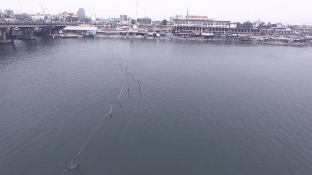 Aerial, Dantokpa Market on the Cotonou river