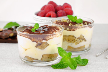 Italian dessert tiramisu - variuos arts.
